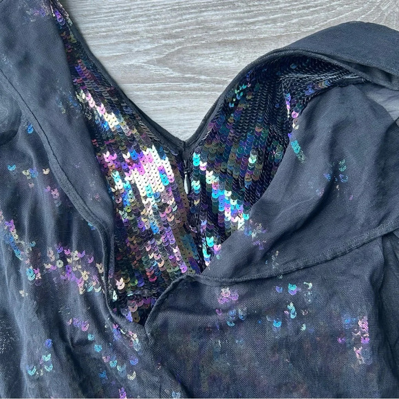 BeBe Lace Sequin  Long Sleeve Romper - Picture 12 of 14